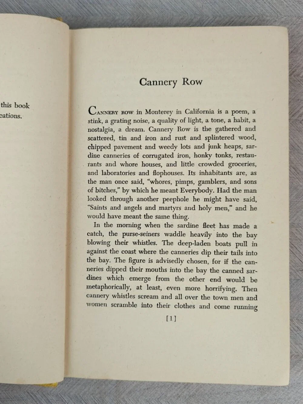 Cannery Row John Steinbeck Hardcover 1945 Third Printing Fiction